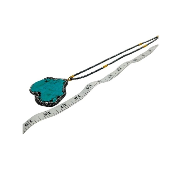 Boho Chic Faux Turquoise Statement Necklace & Bracelet Set - Picture 4 of 9